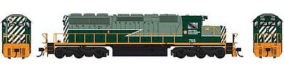 Bowser 25025 HO Scale GMD SD40-2 - Standard DC - Executive Line -- British Columbia Railway #756 (2-Tone Green, orange)