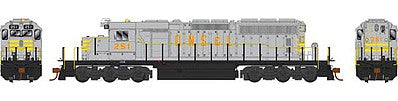 Bowser 25063 HO Scale GMD SD40-2 - LokSound & DCC - Executive Line -- Quebec, North Shore & Laborador 251 (gray, orange, yellow)