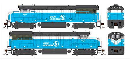 Bowser 25125 HO Scale GE U25B Phase IV - Standard DC -- Burlington Northern 5414 (Ex-GN Big Sky Blue, BN Sublettering)