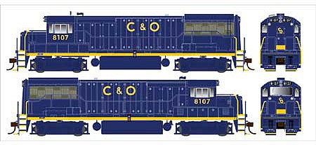 Bowser 25128 HO Scale GE U25B Phase IIa - Standard DC -- Chesapeake & Ohio 8107 (blue, yellow, Merger Renumbering)