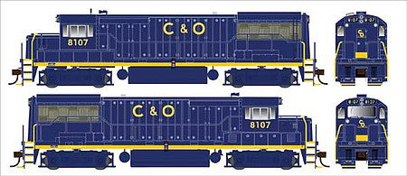 Bowser 25130 HO Scale GE U25B Phase IIa - LokSound and DCC -- Chesapeake & Ohio 8107 (blue, yellow, Merger Renumbering)