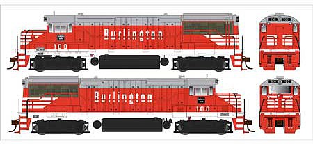 Bowser 25132 HO Scale GE U25B Phase IIb - Standard DC -- Chicago, Burlington & Quincy 103 (Chinese Red, gray, white)