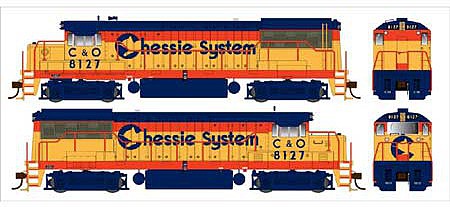 Bowser 25136 HO Scale GE U25B Phase IIa - Standard DC -- Chessie System C&O 8116 (yellow, vermillion, blue)