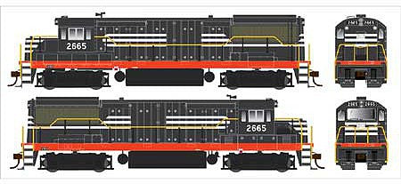 Bowser 25153 HO Scale GE U25B Phase IIb - Standard DC -- Penn Central 2665 (Patched ex-NH, black, white, red)