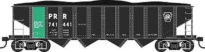 Bowser 38025 N Scale PRR Class H21a 4-Bay Hopper - Ready to Run -- Penn Central 746500 (PC Ore Service, black, Jade Green, PRR Keystone