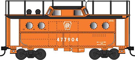 Bowser 38066 N Scale PRR Class N5C Steel Cabin Car (Caboose) - Ready to Run -- Pennsylvania Railroad 477979 (Focal Orange, Antenna, Plain Keystone)