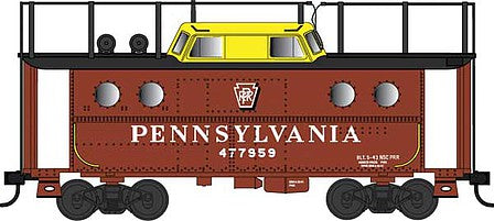 Bowser 38068 N Scale PRR Class N5C Steel Cabin Car (Caboose) - Ready to Run -- Pennsylvania Railroad 478017 (Tuscan, Antenna, Shadow Keystone, yellow Cupol