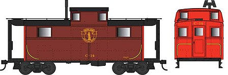 Bowser 38073 N Scale PRR Class N5 Steel Cabin Car (Caboose) - Ready to Run -- Boston & Maine C14 (Boxcar red, red, black, Minute Man Logo)