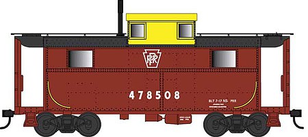 Bowser 38087 N Scale PRR Class N5 Steel Cabin Car (Caboose) - Ready to Run -- Pennsylvania Railroad 478508 (Tuscan, Plain Keystone, yellow Cupola)