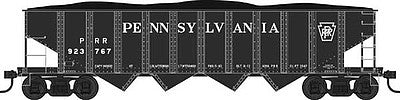 Bowser 42029 HO Scale Class H21a 4-Bay Hopper - Ready to Run -- Pennsylvania Railroad 923767 (black, Large Lettering, Keystone)