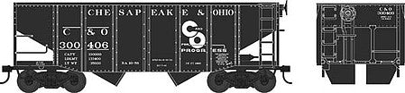 Bowser 42258 HO Scale 55-Ton Fishbelly Hopper - Ready to Run -- Chesapeake & Ohio 300418 (black, Progress Logo)