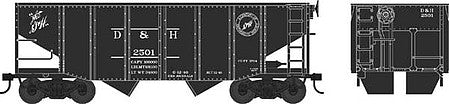 Bowser 42261 HO Scale 55-Ton Fishbelly Hopper - Ready to Run -- Delaware & Hudson #2520 (black, Script Logo)