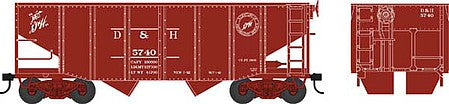 Bowser 42263 HO Scale 55-Ton Fishbelly Hopper - Ready to Run -- Delaware & Hudson 5740 (Boxcar Red, Script Logo)