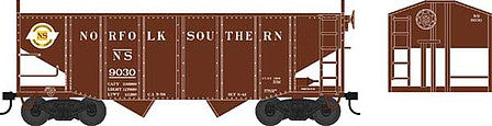 Bowser 42274 HO Scale 55-Ton Fishbelly Hopper with Peaked Ends - Ready to Run -- Original Norfolk Southern 9041 (Boxcar Red, white, Circular Logo)