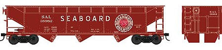 Bowser 42310 HO Scale 70-Ton Offset Hopper - Ready to Run -- Seaboard Air Line 38982 (Boxcar Red, white, red, Heart Logo)