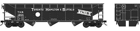 Bowser 42321 HO Scale 70-Ton Offset Hopper - Ready to Run -- Toronto, Hamilton & Buffalo 1245 (black, Bowtie Logo)