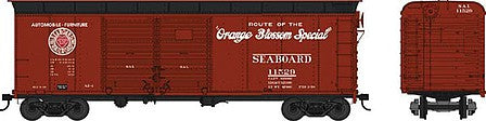 Bowser 42329 HO Scale Class X-31a 40' Double-Door Flush-Roof Boxcar - Ready to Run -- Seaboard Air Line 11580 (Boxcar Red, black, Orange Blossom Slogan)