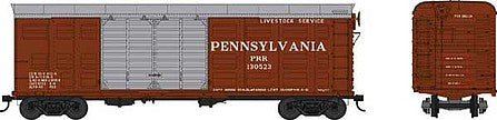 Bowser 42350 HO Scale Class K11 40' Stock Car - Ready to Run -- Pennsylvania Railroad #130540 (Tuscan, silver)