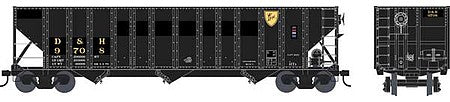 Bowser 42377 HO Scale 100-Ton 3-Bay Open Hopper - Ready to Run - Executive Line -- Delaware & Hudson 9732 (Ex-RDG, black, yellow)