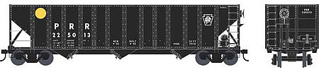 Bowser 42388 HO Scale 100-Ton 3-Bay Open Hopper - Ready to Run - Executive Line -- Pennsylvania Railroad 225135 (black, yellow ball)