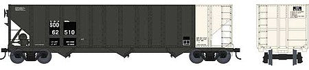 Bowser 42401 HO Scale 100-Ton 3-Bay Open Hopper - Ready to Run - Executive Line -- Soo Line 62390 (ex-WP, black, white)
