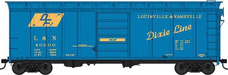 Bowser 42442 HO Scale 40' Single-Door Steel Boxcar - Ready to Run -- Louisviille & Nashville 46745 (blue, yellow, Dixie Line and DF Logos)
