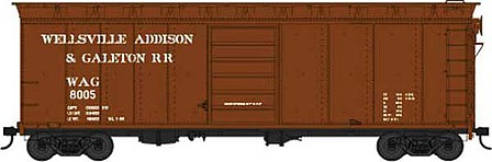 Bowser 42465 HO Scale 40' Single-Door Steel Boxcar - Ready to Run -- Wellsville, Addison & Galeton 8008 (Boxcar Red)