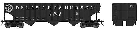 Bowser 42480 HO Scale 70-Ton 14-Panel 3-Bay Hopper - Ready to Run -- Delaware & Hudson 9083 (black, white, Bridge Line Logo)