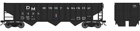 Bowser 42482 HO Scale 70-Ton 14-Panel 3-Bay Hopper - Ready to Run -- Detroit & Mackinac 5433 (black, white)