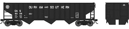Bowser 42487 HO Scale 70-Ton 14-Panel 3-Bay Hopper - Ready to Run -- Durham & Southern 6045 (black, white)