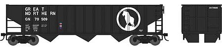 Bowser 42490 HO Scale 70-Ton 14-Panel 3-Bay Hopper - Ready to Run -- Great Northern #70546 (black, white; Large Rocky Silhouette)