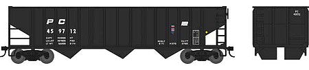 Bowser 42496 HO Scale 70-Ton 14-Panel 3-Bay Hopper - Ready to Run -- Penn Central 459801 (black, white, small logo)