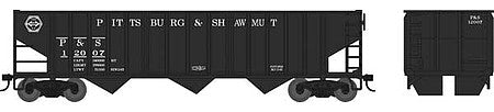 Bowser 42499 HO Scale 70-Ton 14-Panel 3-Bay Hopper - Ready to Run -- Pittsburgh & Shawmut 12050 (black, white)