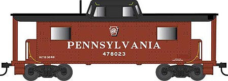 Bowser 42524 HO Scale PRR Class N8 Steel Center-Cupola Cabin Car (Caboose) - Ready to Run -- Pennsylvania Railroad 478023 (Tuscan, black, Shadow Keystone)