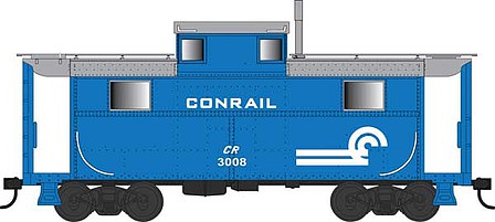 Bowser 42548 HO Scale PRR Class N5 Steel Cabin Car (Caboose) - Ready to Run -- Conrail 30008 (MOW Scheme, blue, gray, white)