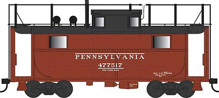 Bowser 42554 HO Scale PRR Class N5 Steel Cabin Car (Caboose) - Ready to Run -- Pennsylvania Railroad 477517 (Early Tuscan, black, Train Phone Antenna)