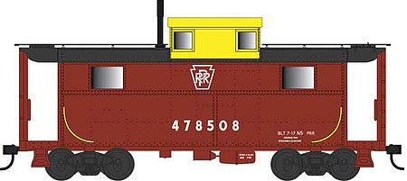 Bowser 42561 HO Scale PRR Class N5 Steel Cabin Car (Caboose) - Ready to Run -- Pennsylvania Railroad 478517 (Tuscan, Plain Keystone, yellow Cupola)