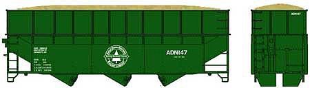 Bowser 42573 HO Scale 70-Ton Ribbed-Side Wood Chip Hopper with Ribbed Side Extensions - Ready to Run -- Ashley Drew & Northern 122 (Ex-MP, green, white)