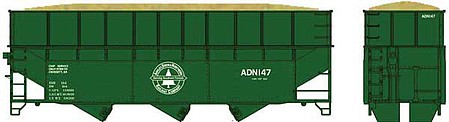 Bowser 42574 HO Scale 70-Ton Ribbed-Side Wood Chip Hopper with Ribbed Side Extensions - Ready to Run -- Ashley Drew & Northern 137 (Ex-MP, green, white)