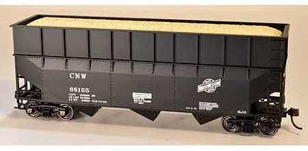 Bowser 42579 HO Scale 70-Ton Ribbed-Side Wood Chip Hopper with Ribbed Side Extensions - Ready to Run -- Chicago & North Western 68152 (Built 11-48, black, Scrap Metal Service)