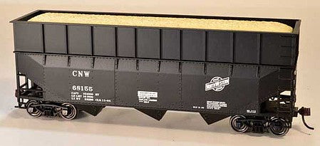 Bowser 42581 HO Scale 70-Ton Ribbed-Side Wood Chip Hopper with Ribbed Side Extensions - Ready to Run -- Chicago & North Western 68170 (Built 11-48, black, Scrap Metal Service)