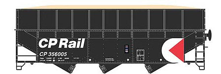 Bowser 42590 HO Scale 70-Ton Ribbed-Side Wood Chip Hopper with Ribbed Side Extensions - Ready to Run -- Canadian Pacific 356026 (Built 7-57, black, red, white, Multimark Logo)