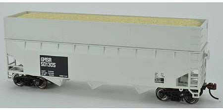Bowser 42597 HO Scale 70-Ton Offset-Side Wood Chip Hopper with Flat Side Extensions - Ready to Run -- Gulf & Mississippi #501330 (Built 4-49, gray)