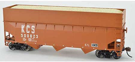 Bowser 42604 HO Scale 70-Ton Offset-Side Wood Chip Hopper with Flat Side Extensions - Ready to Run -- Kansas City Southern 502800 (Built 4-49, brown, Large KCS)