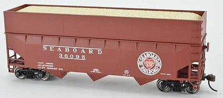 Bowser 42611 HO Scale 70-Ton Offset-Side Wood Chip Hopper with Flat Side Extensions - Ready to Run -- Seaboard Air Line 36125 (Built 5-41, Boxcar Red, Heart Logo)
