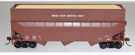 Bowser 42613 HO Scale 70-Ton Offset-Side Wood Chip Hopper with Flat Side Extensions - Ready to Run -- Data Only (brown)