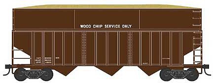 Bowser 42615 HO Scale 70-Ton Ribbed-Side Wood Chip Hopper with Ribbed Side Extensions - Ready to Run -- Data Only (brown)