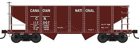 Bowser 42619 HO Scale PRR Class GLa 2-Bay Open Hopper - Ready to Run -- Canadian National 117007 (Built 4-11, Boxcar Red)