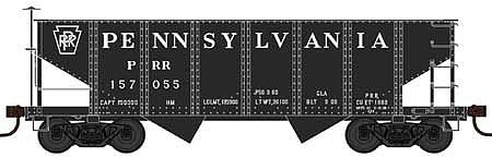 Bowser 42644 HO Scale PRR Class GLa 2-Bay Open Hopper - Ready to Run -- Pennsylvania Railroad 157061 (Built 9-09, black, Large Lettering)