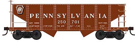 Bowser 42647 HO Scale PRR Class GLa 2-Bay Open Hopper - Ready to Run -- Pennsylvania Railroad 250722 (Built 7-08, Large Lettering, Shadow Keystone)